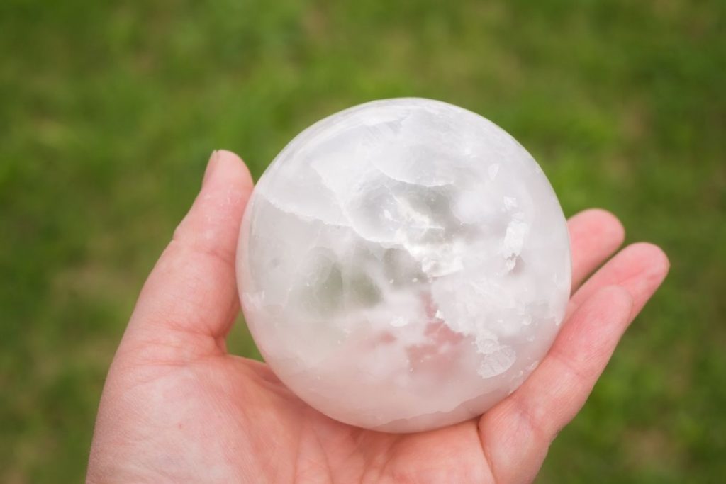 Selenite Crystal Ball with Inclusions