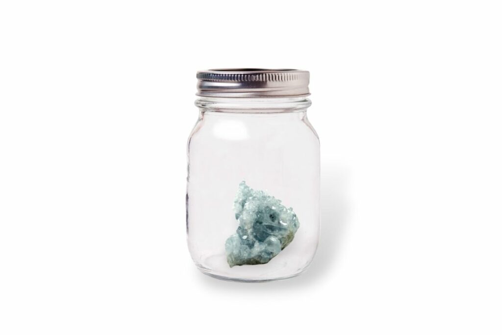 Celestite Inside Mason Jar