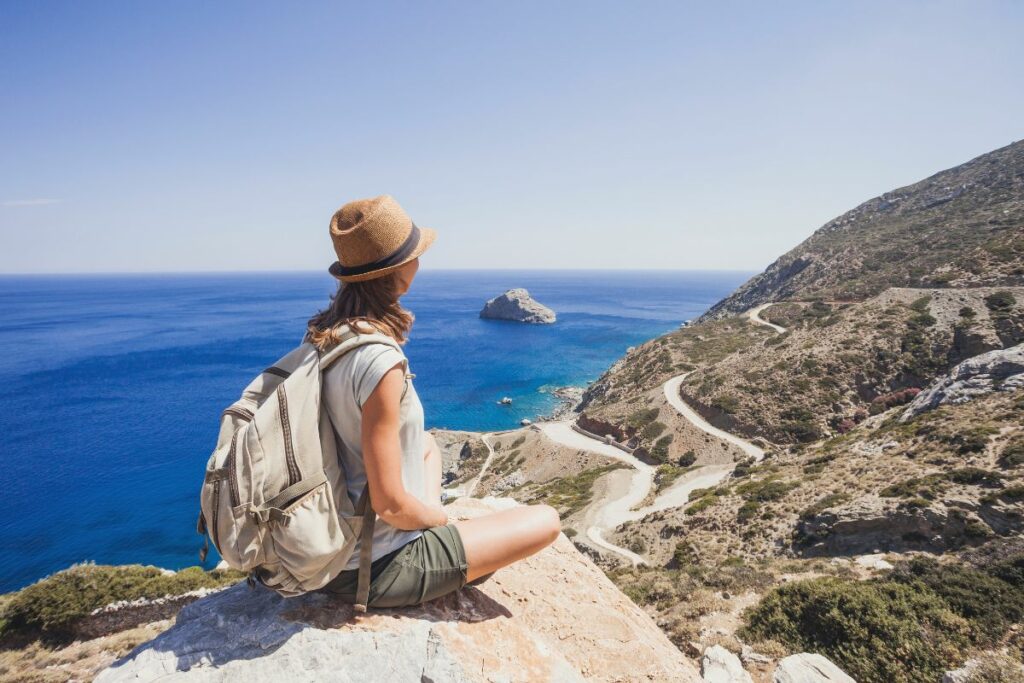 Female Traveler Sitting on a Rock