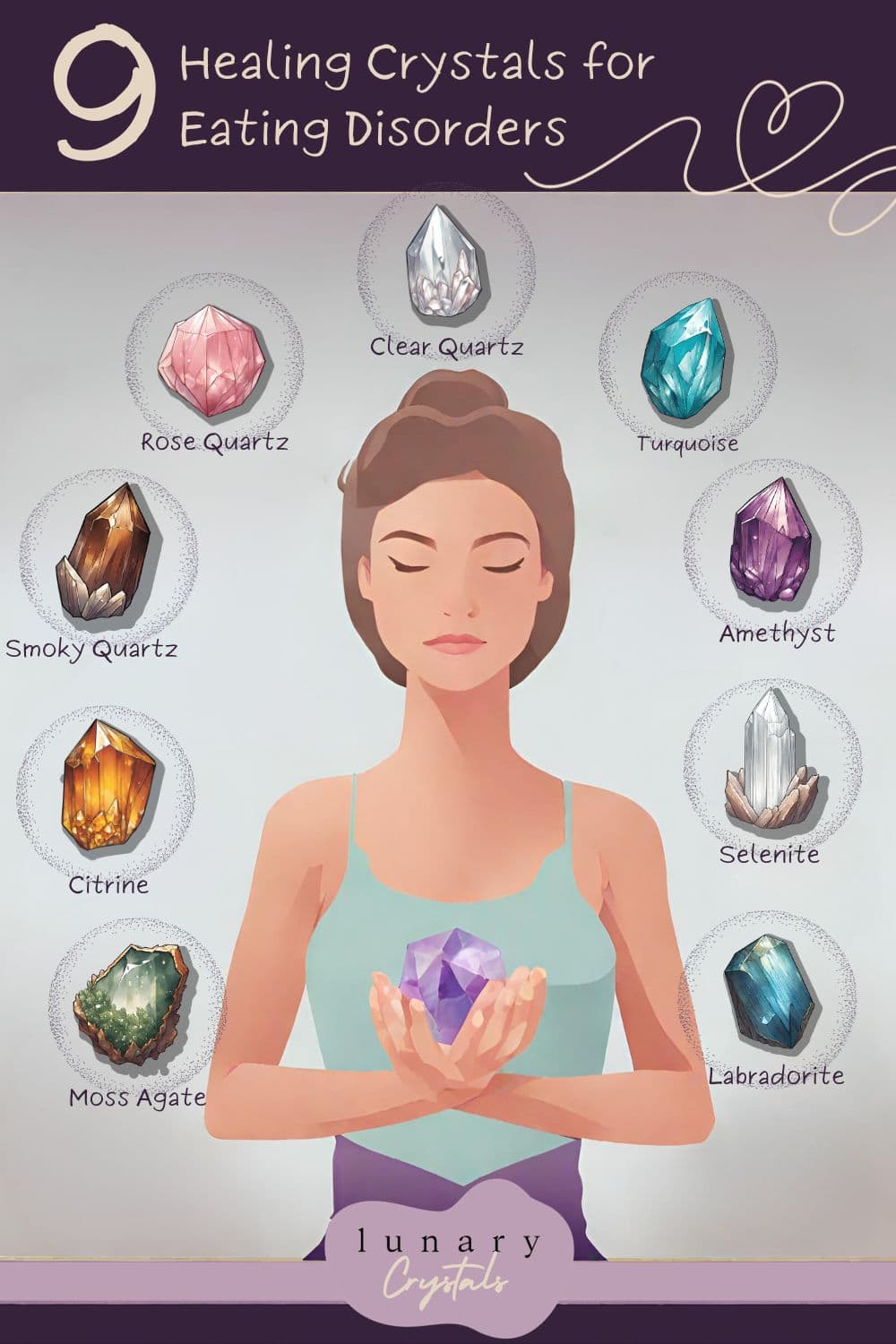 9 Healing Crystals for Eating Disorders Infographic